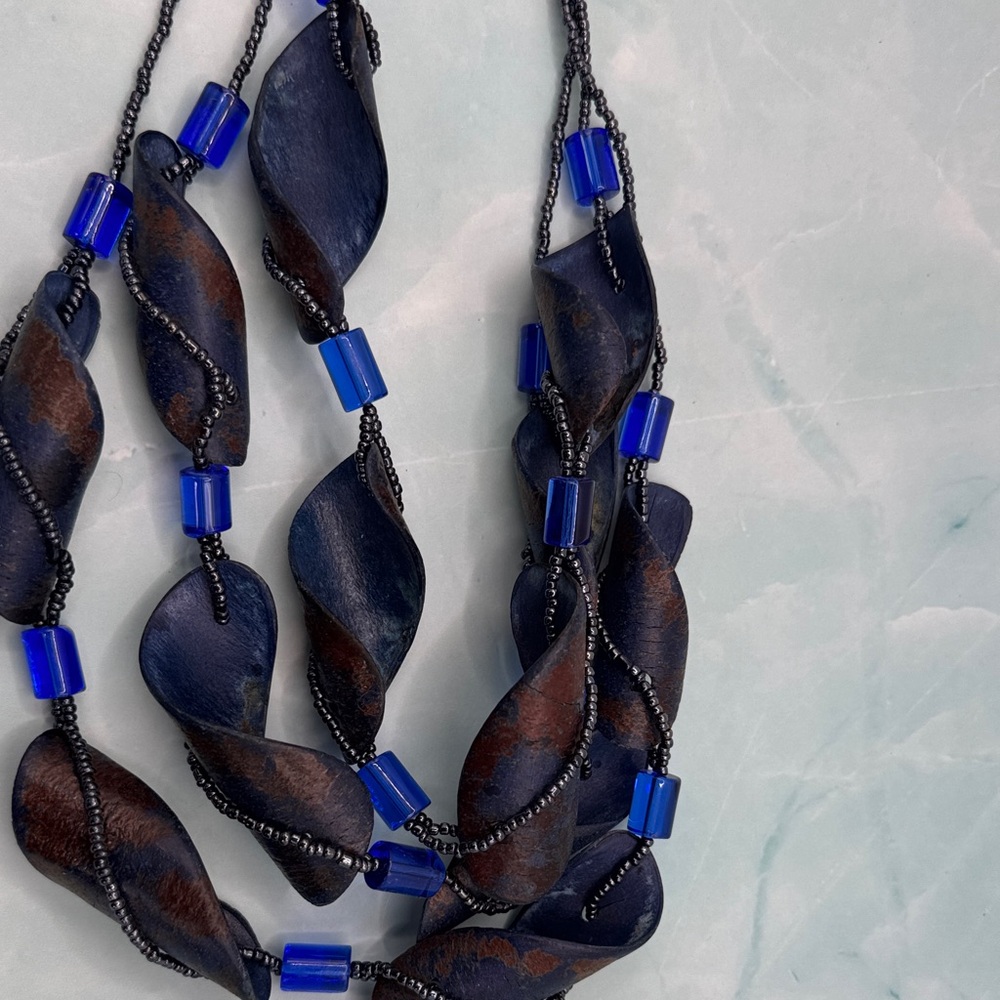 Artisan Navy and Cobalt Multi-Strand Women's Necklace - Picture 4 of 5